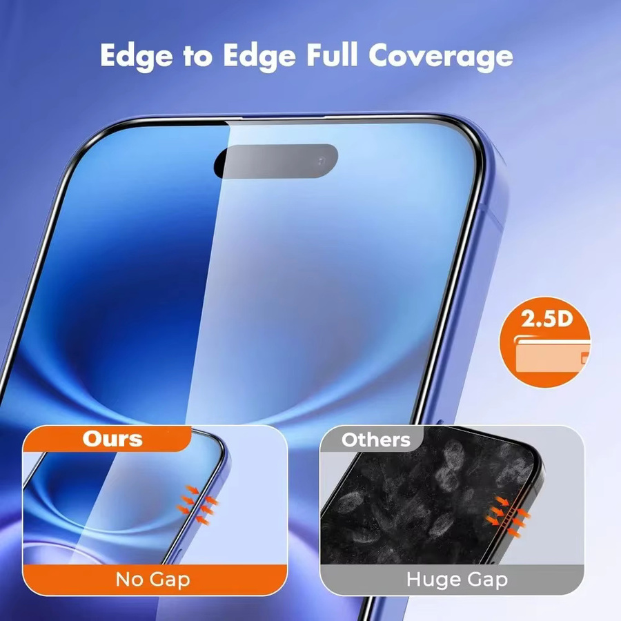 4 Stück Full Cover Displayschutzfolie aus gehärtetem Glas mit 9H Härte für Apple iPhone 17 16 15 14 13 12 11 Pro Max Plus XR XS in Transparent - Bild 3