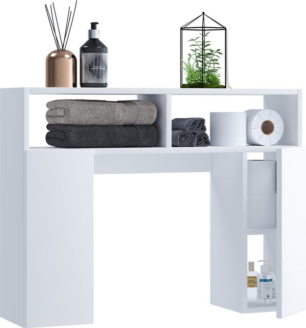 VCM Holz Wandregal für WC und Toilette in Weiß, H x B x T: 61 x 76 x 20 cm - Bild 1