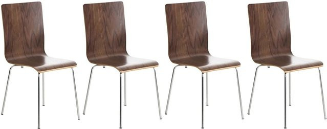 4er Set DELUKE Besucherstühle TUNIS in Walnuss, moderne Konferenzstühle und Bürostühle für dein Home Office, Farbe: Braun, B/T/H: 43 x 47 x 87 cm - Bild 1