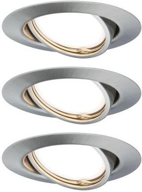 Paulmann LED-Einbauleuchte Base 3er Set GU10, silberfarben, Eisen gebürstet, dimmbar - Bild 1