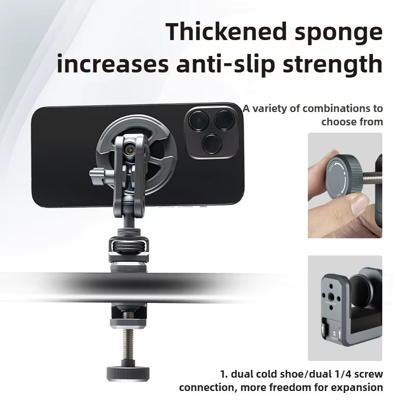 Ideaway Multifunktionale Krabbenklemme aus Metall mit 360 Grad Ballhead Magic Arm Kugelkopf-Adapter für DSLR, Telefon und LED-Leuchten in Schwarz - Bild 3