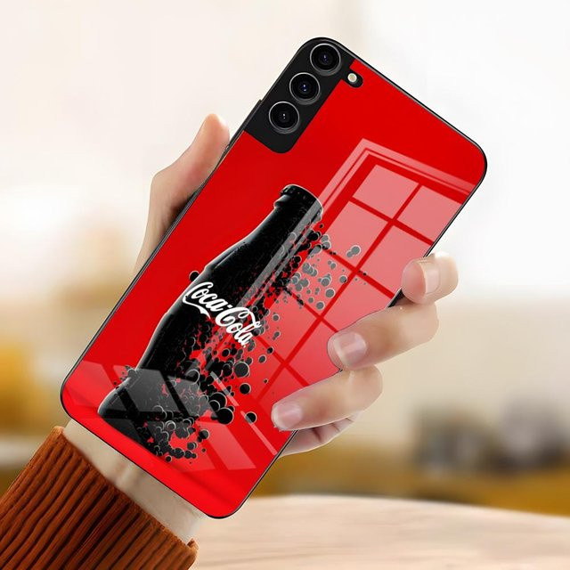 Coca Cola Handyhülle Glascover für Samsung Galaxy S26 S25 Plus S23 FE S22 Ultra S21 Plus S21 Ultra S20 Plus S20 in Schwarz oder Rot - Bild 1