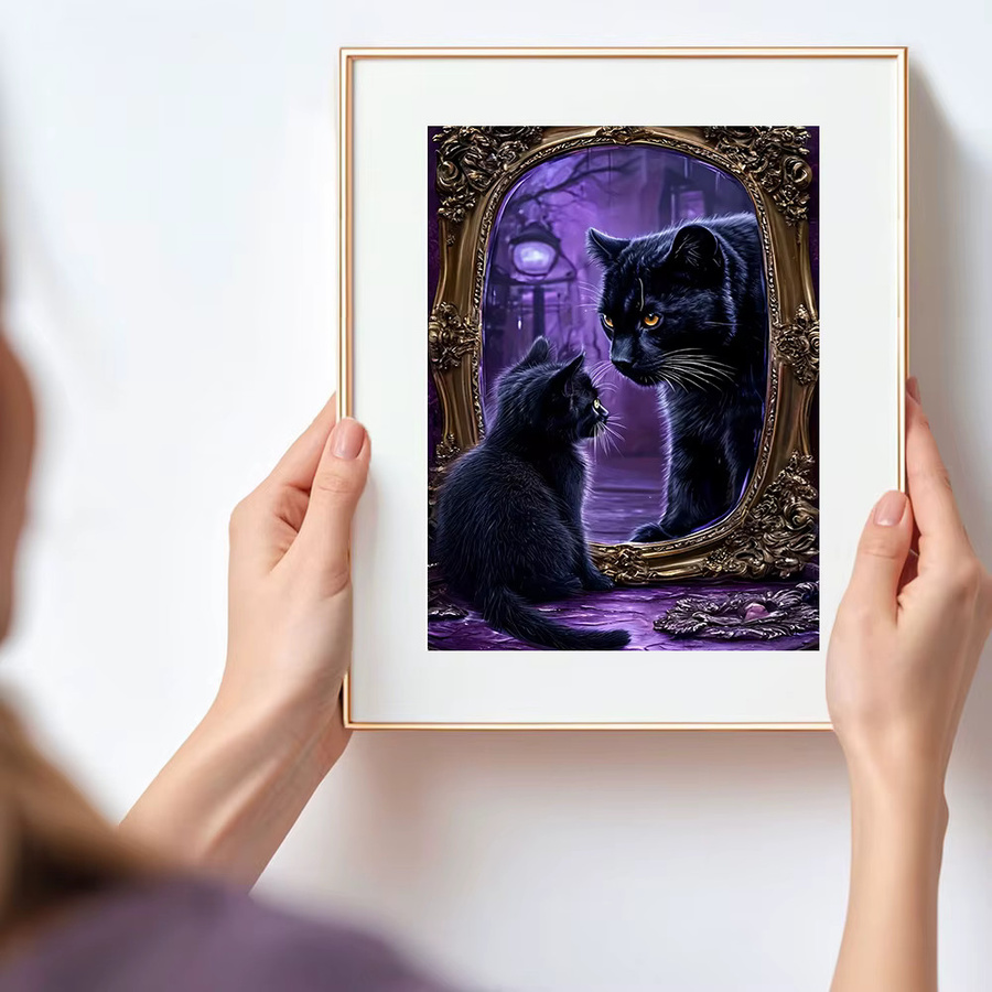 Huacan Diamantgemälde Tier-Set mit Katze und Leopard als Diamant-Mosaik zur Heimdekoration, B/H: 20 x 30 cm - Bild 3