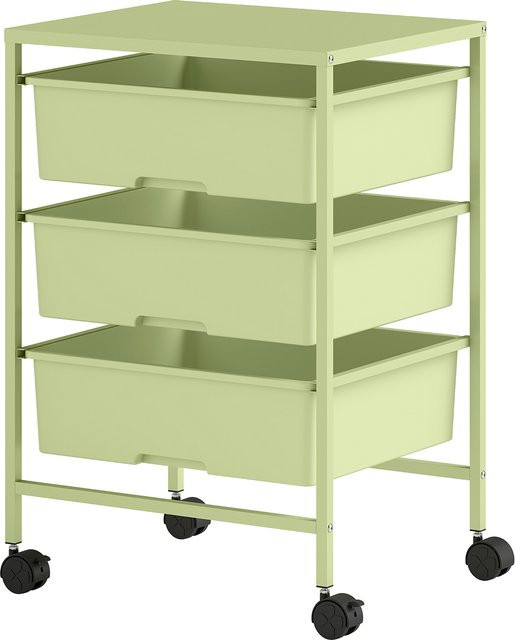 HOMCOM Aufbewahrungswagen mit 4 Etagen in Grün, Küchenwagen mit 3 Körben und Rollen, B/T/H: 40,8 x 33,5 x 60,5 cm - Bild 1