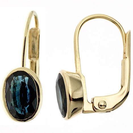 Colfem Ohrringe, 333 Gelbgold, Saphir, Blau - Bild 1
