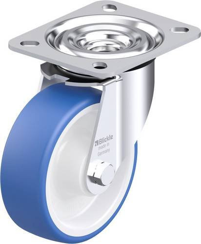Blickle L-POTHs 100R Stahlblech-Lenkrolle in Blau mit 100 mm Rad-Durchmesser und 200 kg Tragfähigkeit - Bild 1