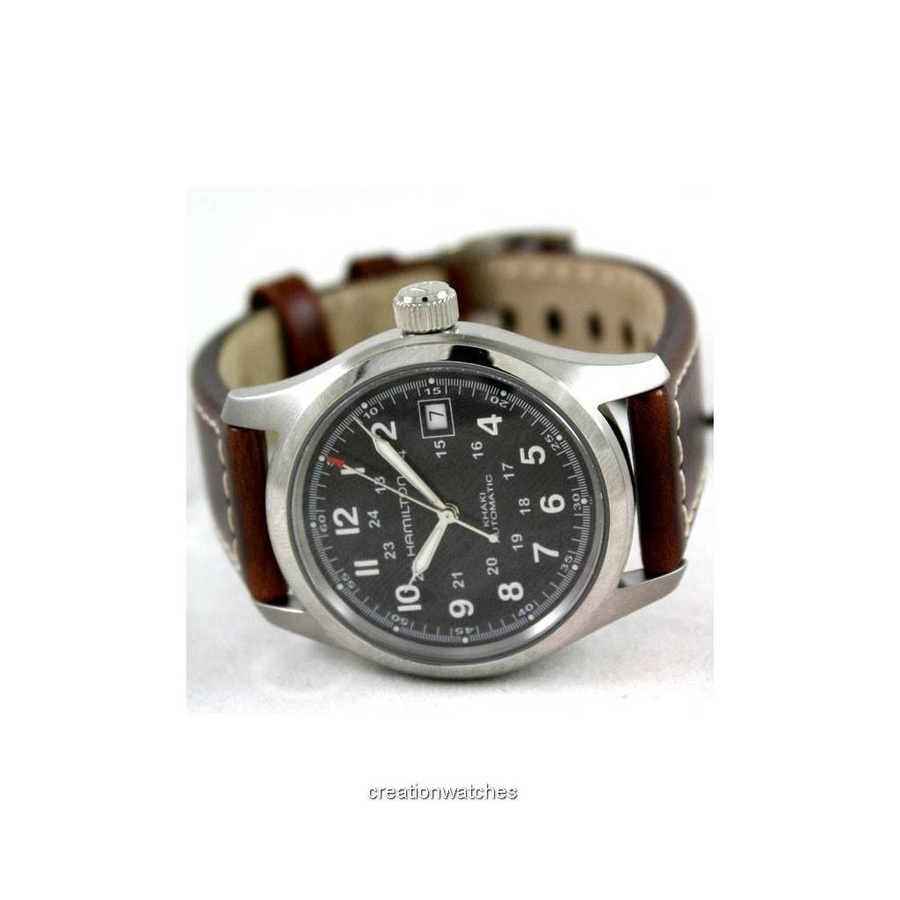Hamilton Khaki Field Herrenuhr, Automatik, Edelstahl, Leder, 38 mm, Schwarz - Bild 2