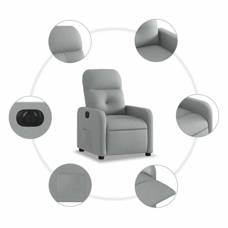 Vidaxl Elektrischer Relax-Sessel in Grau mit Stoffbezug im modernen Design - Bild 2