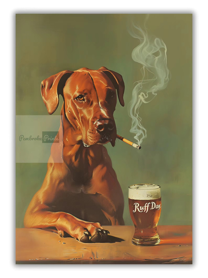 Ruff Day Vintage Poster mit lustigem Hundedruck als Retro Wanddekoration für Bar und Man Cave, Mehrfarbig - Bild 3