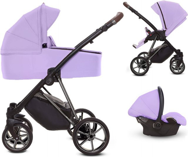 TPFLiving 3in1 Kinderwagen Ultra Stoff in Lila mit silbernem Gestell - Bild 1