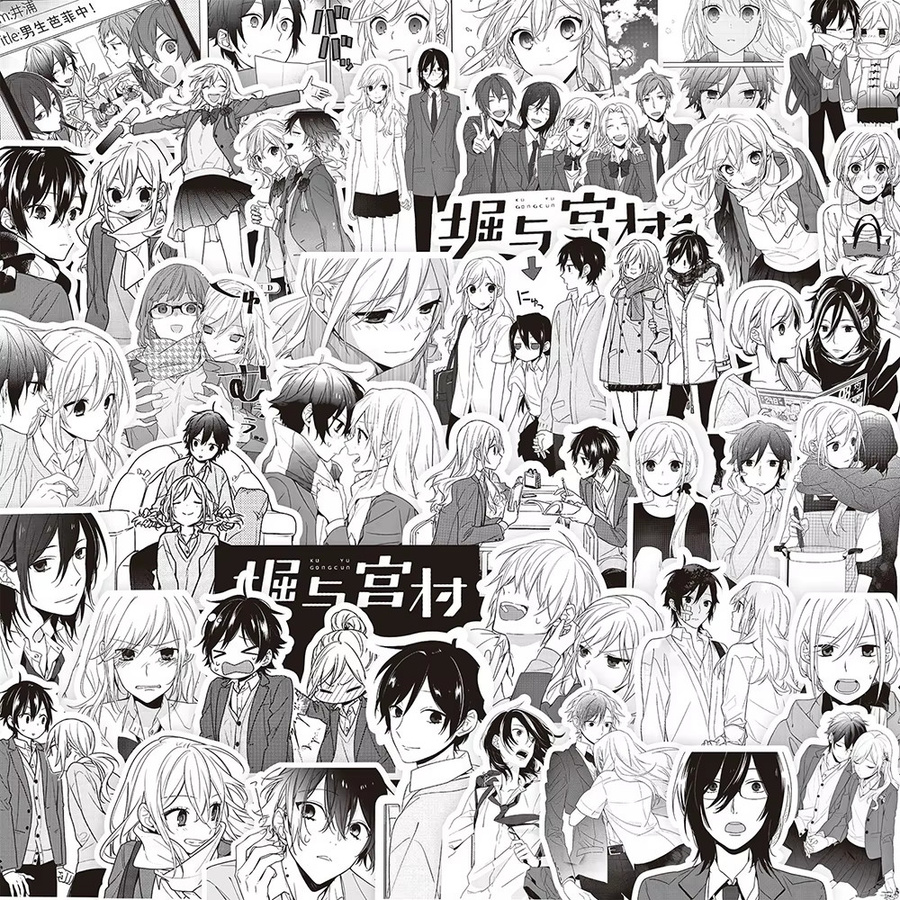 Bandai Horimiya Miyamura Izumi Aufkleber, Schwarz, Weiß, 10-teiliges Set - Bild 2