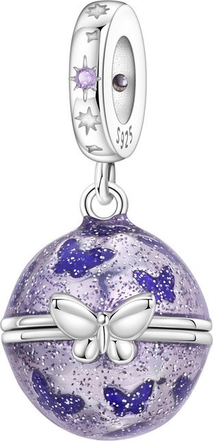 Orstarry Armband Charm, 925 Silber, Perle, Lila Schmetterling - Bild 1