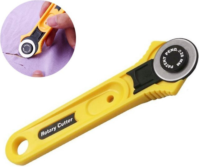 Rollschneider für Patchwork und DIY-Handwerk mit 28 mm Durchmesser in Gelb - Bild 1