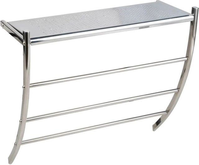 Bagnoxx Wandregal mit Handtuchstangen aus Edelstahl in Silber, B/H/T: 53 x 46 x 21 cm - Bild 1