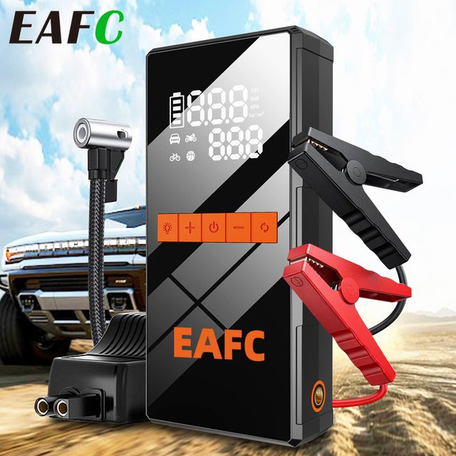 EAFC Auto-Starthilfe Powerbank mit 150PSI Luftpumpe und Batterie-Notfall-Booster in Schwarz - Bild 1