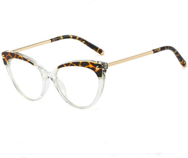 Techsuit F93308 Korrektionsbrille, Cat-Eye, Metall, Vollrand, Schwarz Gold Transparent, Damen, Blaulichtfilter - Bild 1