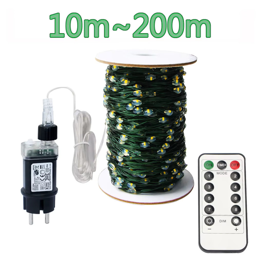 KIKIELF LED Lichterkette Outdoor mit grünem Draht, Warmweiß, für Garten, Weihnachten und Party - Bild 3