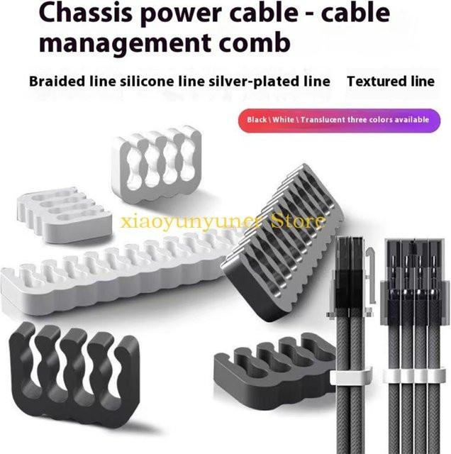 P9JB Computer Line Manager Set aus PVC für ummantelte Leitungen mit 1,8–2,5 mm Durchmesser, 34 Stück, transparent/weiß - Bild 1