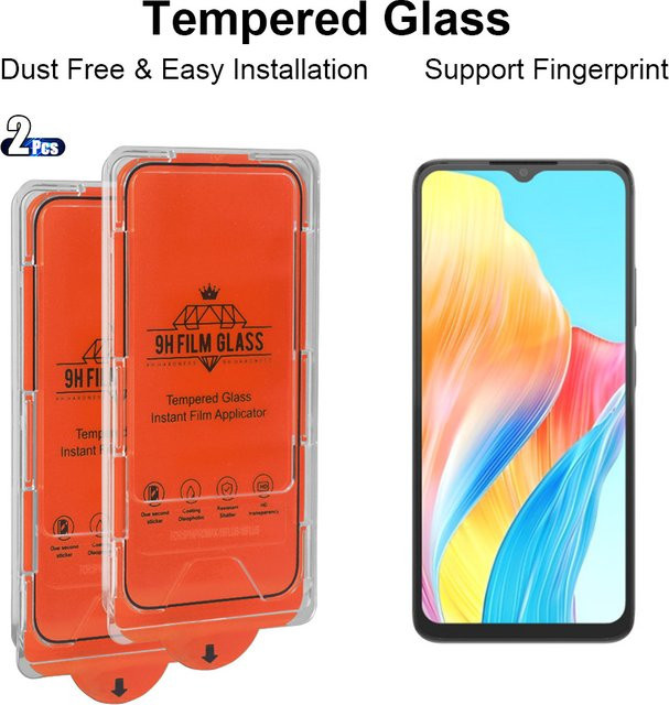 2 Stück HD gehärtetes Glas Displayschutzfolie für OPPO A38 A18 A17 A17K A59 A58 A58X A57 A57S A57e A40 A40M in Transparent - Bild 1