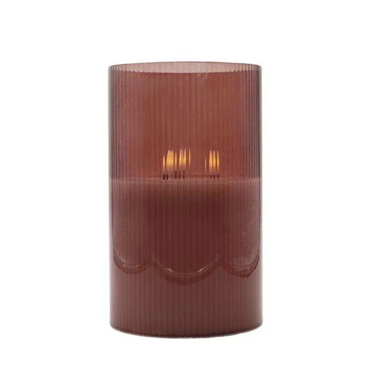 Mansion Atmosphere LED-Kerze in Rotbraun mit Fernbedienung und Timer, Höhe: 25 cm, Breite: 15 cm, Tiefe: 15 cm - Bild 1
