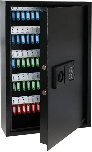 HMF 2100-02 Schlüsseltresor mit Elektronikschloss und 100 Haken, Schwarz, B/T/H: 66,5 x 43 x 13 cm - Bild 1