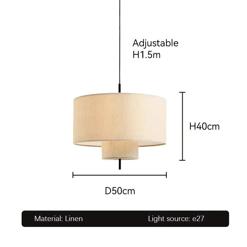 JIANKEXING Leinen Kronleuchter im Nordic Wabi Sabi Stil, moderner chinesischer Design-Pendelleuchter aus Stoff in Beige, ideal für Wohnzimmer, Schlafzimmer, Esszimmer oder Arbeitszimmer - Bild 5