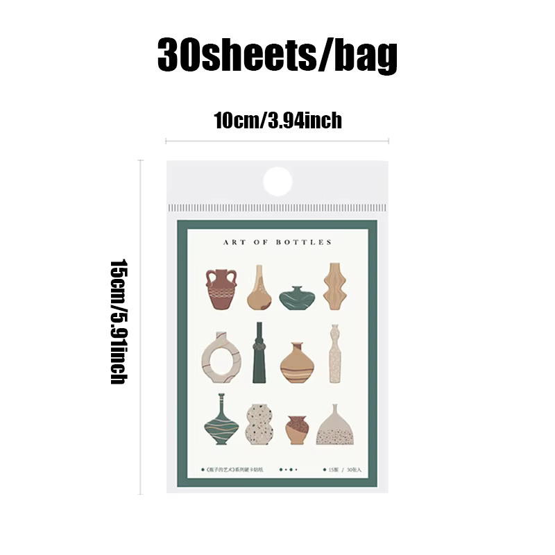Mr. Paper Art Aufkleber mit Cartoon-Flaschenmotiven, 30 Blatt pro Packung, Mehrfarbig - Bild 2