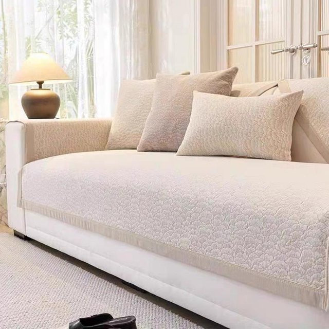 Super Six Chenille Sofakissen in Creme, quadratisch, B/T/H: 70 x 70 x 70 cm - Bild 1