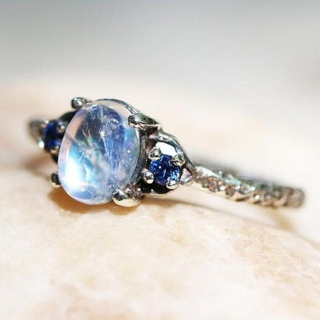 YIRAN Jewelry Ring, Mondstein, Zirkonia, Zinklegierung, gray, Unisex - Bild 1
