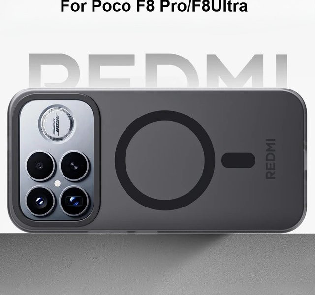 Mattierte transparente Schutzhülle für Xiaomi Poco F8Pro und Poco F8Ultra mit magnetischer Aufladung und stoßfestem Airbag-Schutz, Schwarz - Bild 1