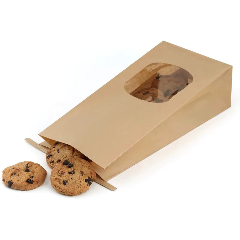 10 Stück Bäckereibeutel aus braunem Kraftpapier mit Fenster, B/T/H: 12 x 6,5 x 24,6 cm - Bild 3