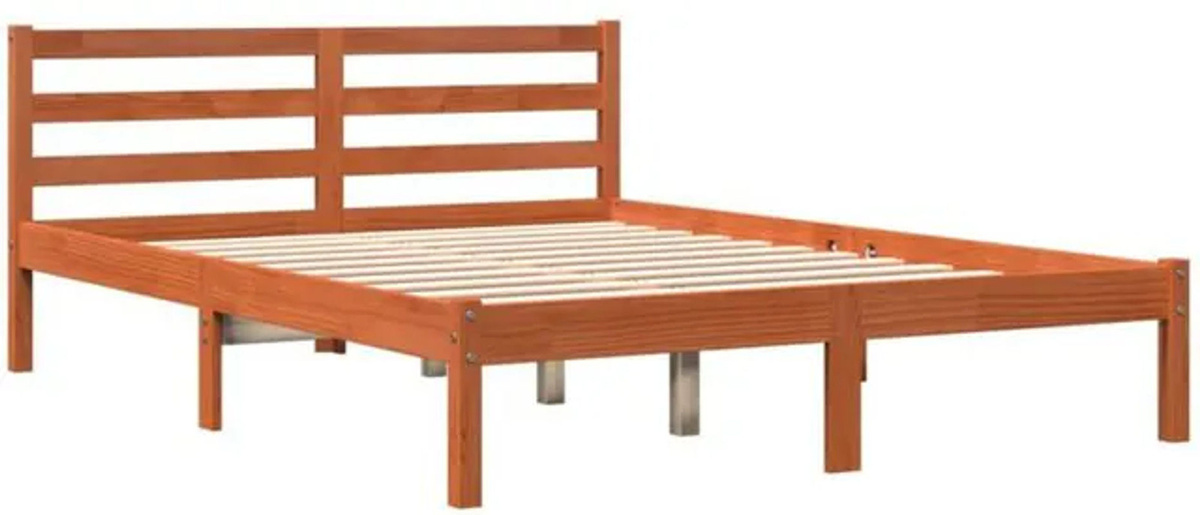 Massivholzbett aus Kiefernholz von vidaxl in Braun, Modern und Minimalistisch, B/T: 135 x 190 cm - Bild 1