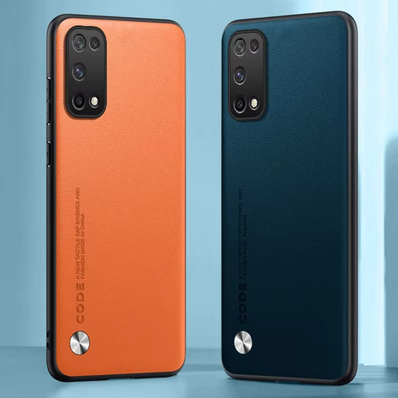 EUCAGR Luxus PU Leder Schutzhülle für Realme 7 5G in Orange, matte Silikon Stoßfest Handyhülle - Bild 4