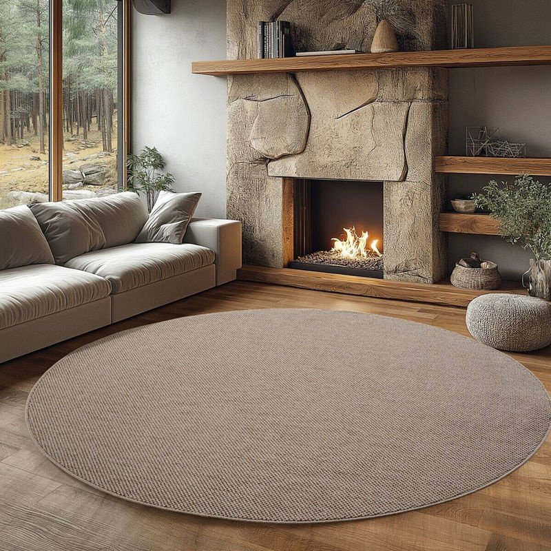 Ayyildiz Flachgewebeteppich Helix modern rund in Beige Durchmesser: 200 cm - Bild 2