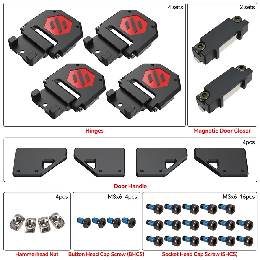 Chaoticlab Voron 2.4 CNC Tür Montage Kit aus Aluminiumlegierung für FDM 3D-Drucker in Rot - Bild 2