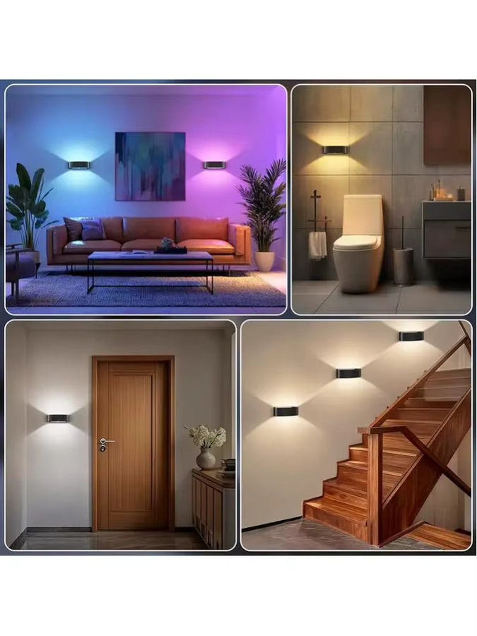 2 Stück UMEXUS Moderne LED-Wandleuchten in Schwarz mit Bewegungssensor, RGB Dimmbare Wandbeleuchtung für Auf- und Abwärts-Montage in Wohnzimmer, Flur und Schlafzimmer - Bild 6