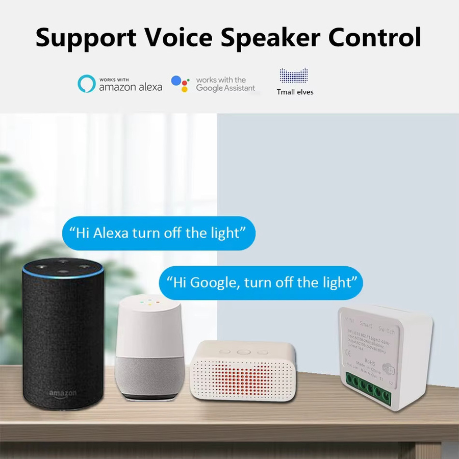Szaoju Mini 16A WLAN-Schalter Smart Life App 2-Wege-Steuerung Smart Home Automatisierungsmodul in Weiß, kompatibel mit Alexa und Google Home - Bild 2