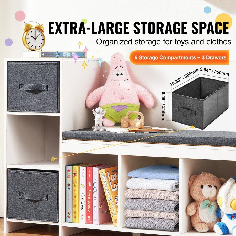 Buying Solutions MB Kinder Lese-Ecke Bank mit 6 Fächern und Sitzkissen in Weiß - Bild 4