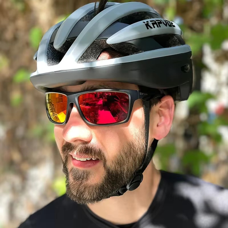 Kapvoe Sportsonnenbrille, Vollrand, Kunststoff, schwarz, Unisex, polarisiert - Bild 3