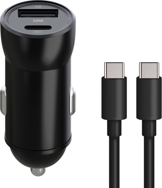 MaXlife Auto-Ladegerät MXCC-04 mit USB-C Kabel, 20W, 3A, 1 x USB-A und 1 x USB-C, Schwarz - Bild 1