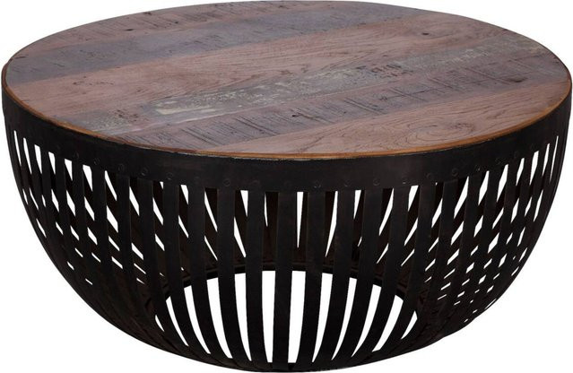 Couchtisch Wohnling Industrial Design aus Mango Holz und Metall in Braun und Schwarz, B/H/T: 70 x 33 x 70 cm - Bild 2