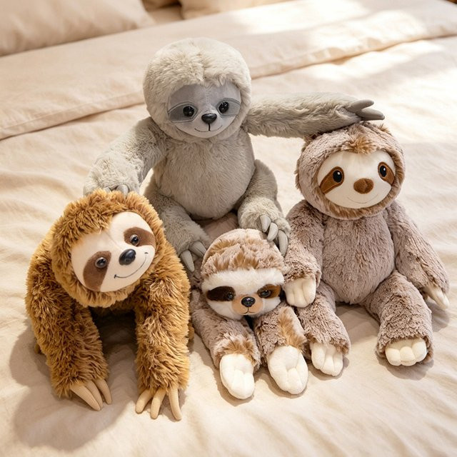 MIAOOWA Faultier-Plüschtier, Wildfaultier-Puppe, Grau, Braun - Bild 1