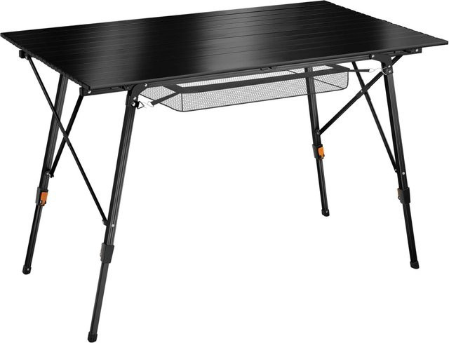 tectake Aluminium Campingtisch Bastian, faltbar und höhenverstellbar, Schwarz, B: 120 cm, T: 70,5 cm, H: 58 – 79 cm - Bild 2