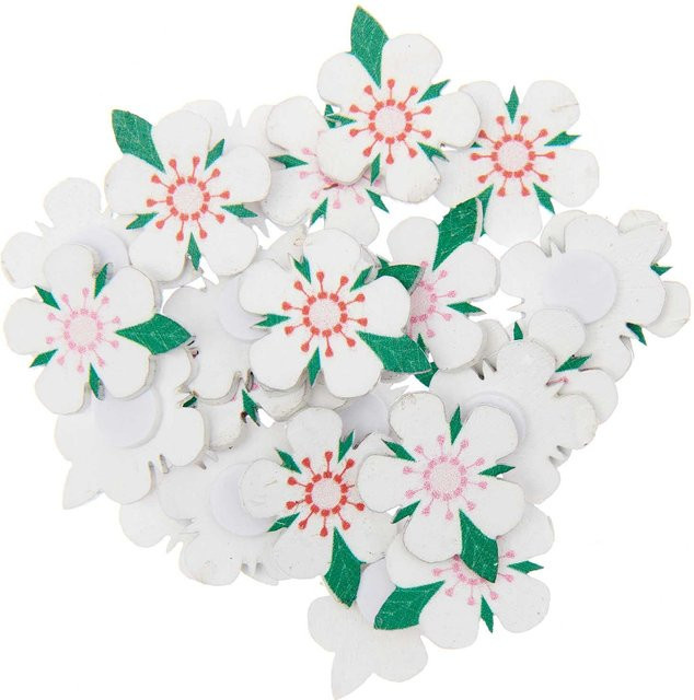 Rico Design Holzsticker Erdbeerblüte, 24 Stück, Multicolor - Bild 1
