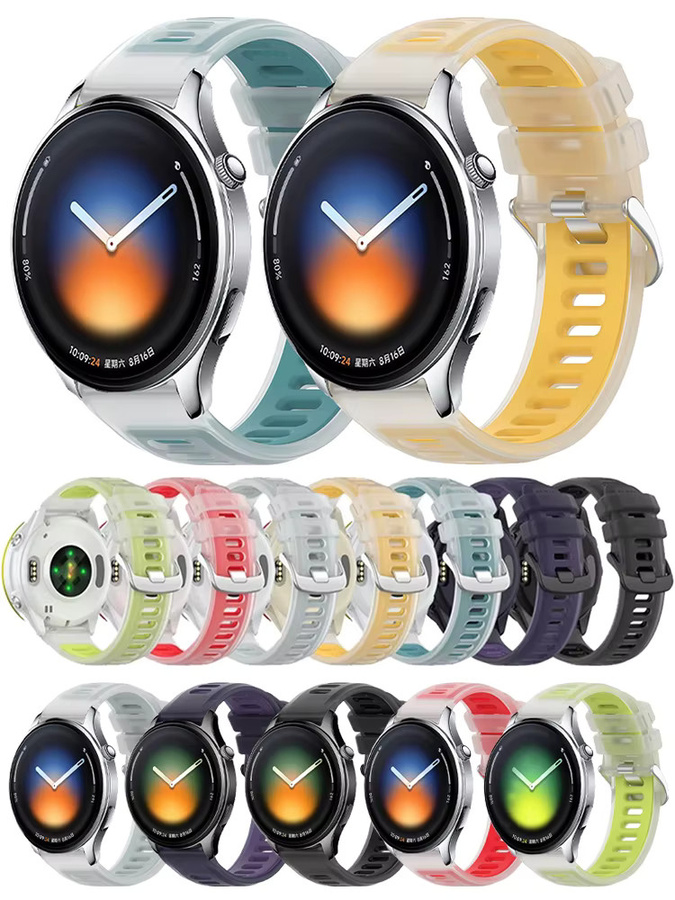 Uhrenarmband Silikon, 20mm 22mm, halbtransparent, zweifarbig, Xiaomi, Amazfit - Bild 3
