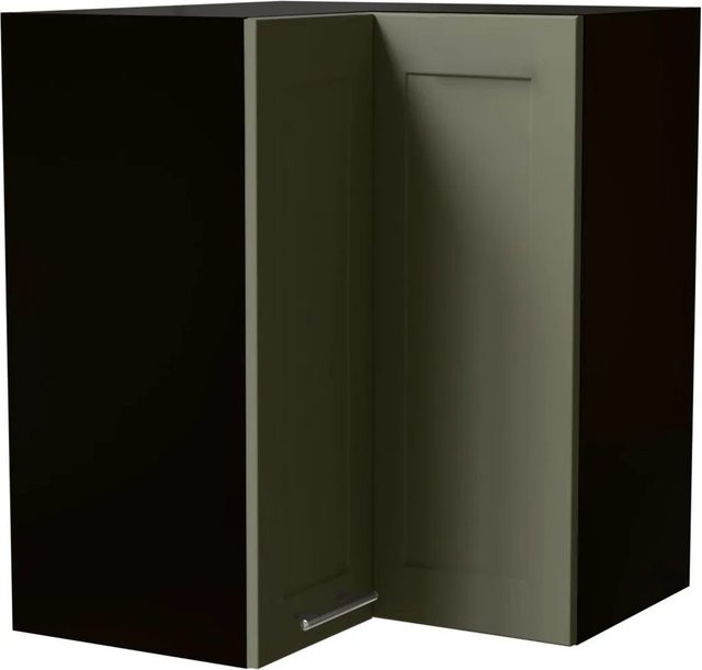Eckhängeschrank Oslo von Feldmann-Wohnen in Schwarz und Reed Green Matt, B/T/H: 60 x 60 x 72 cm - Bild 1