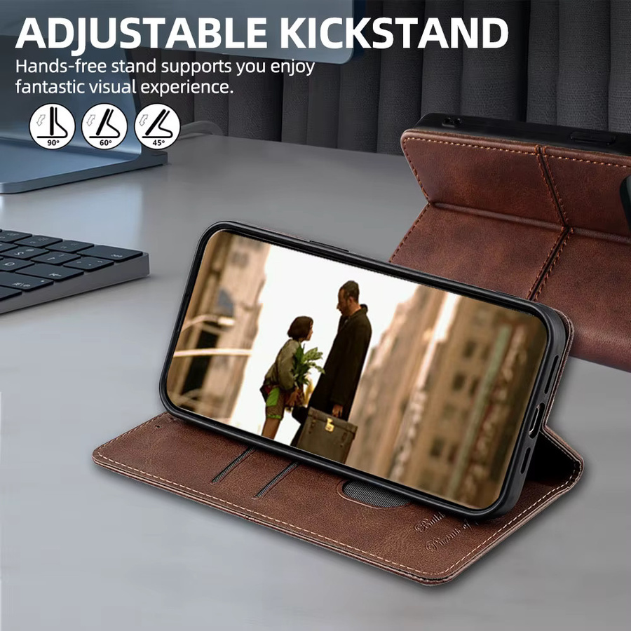 Magnetische Leder Flip Case Schutzhülle für Realme C67 C65 C63 C61 C55 C53 C51 C25Y C21Y in Rot - Bild 4