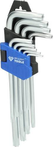 Brilliant Tools Winkelstiftschlüssel-Satz aus Chrom-Vanadium in Silber, 9-teilig, Torx TX-Profil, kurz - Bild 1