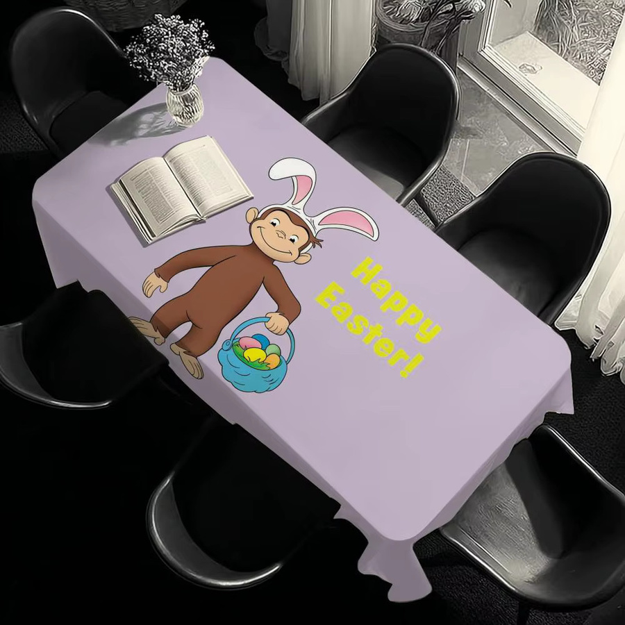 Schmutzabweisende G-George Cartoon-Tischdecke aus Polyester in Schwarz und Lila, rechteckig - Bild 3