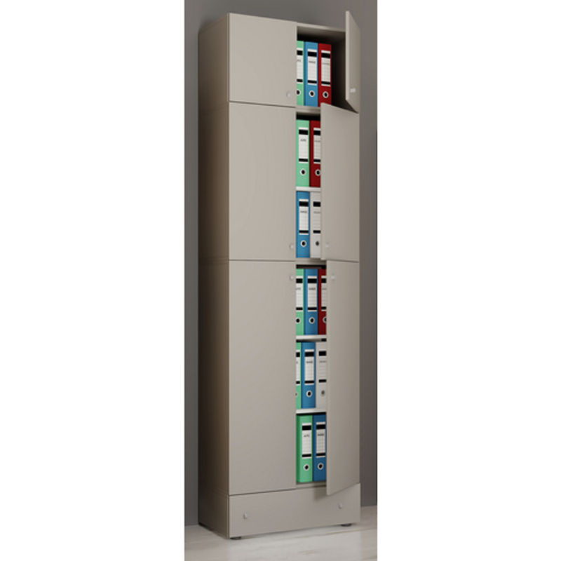 VCM Büroschrank Lona in Grau mit Drehtüren, Aufsatz und Schublade, B/H/T: 70 x 240 x 39 cm - Bild 4